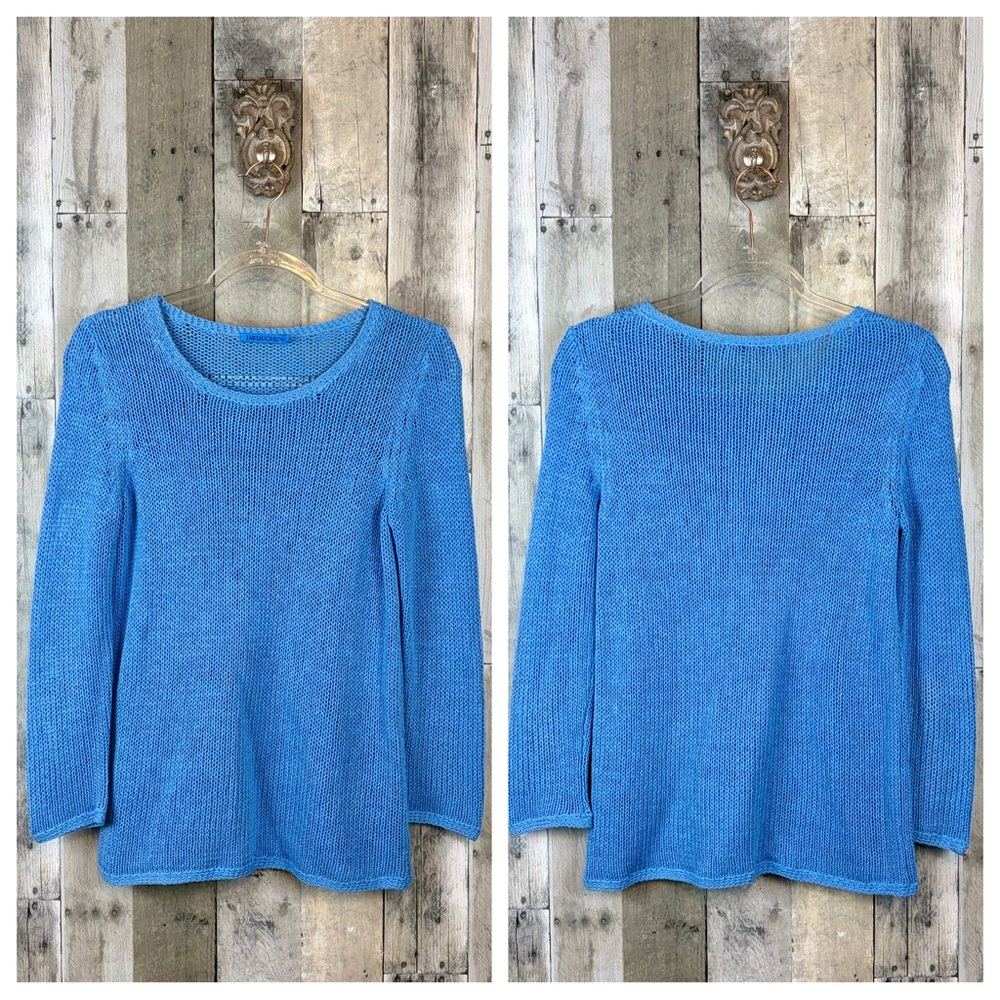 J. McLaughlin Pure Linen Cotton Sweater in Cornflower Blue Size Small. - Picture 7 of 8